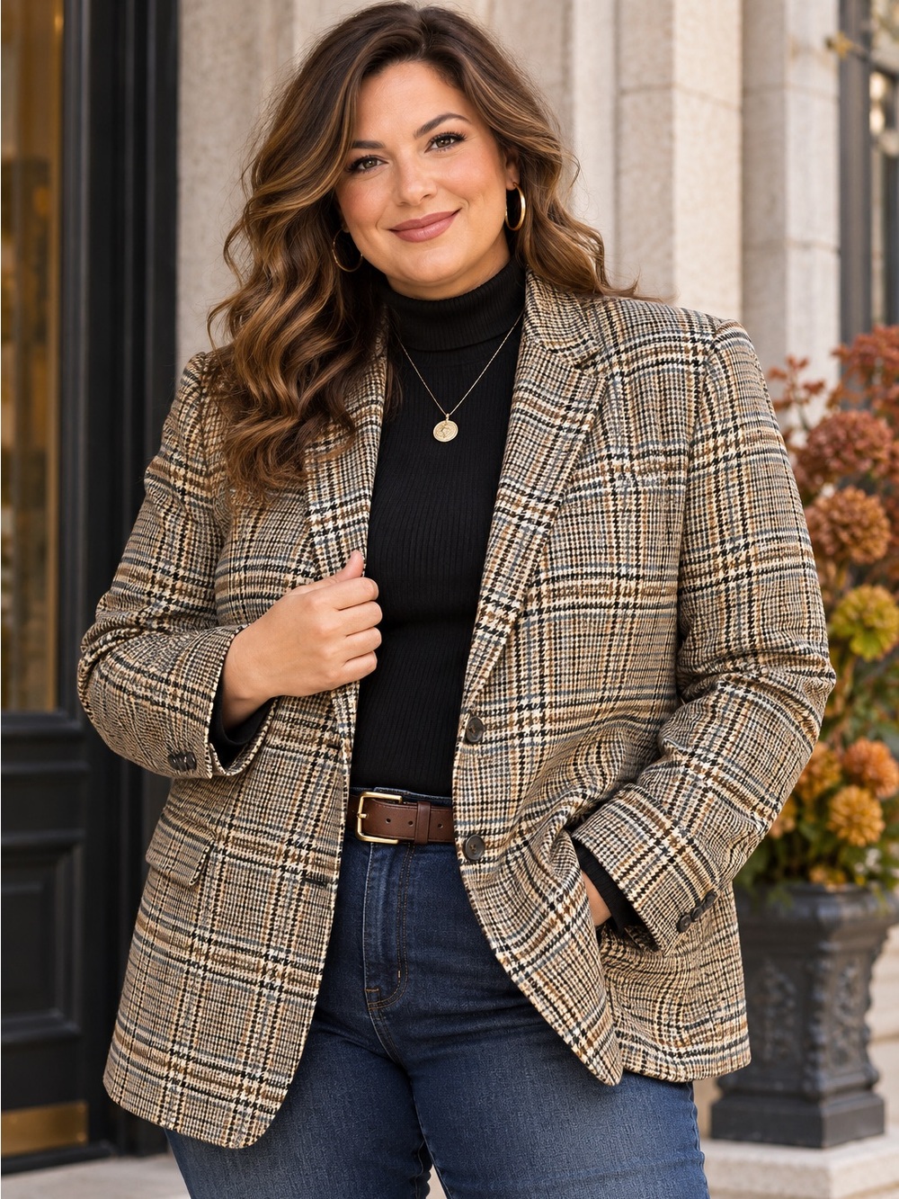 Vintage Tweed Brown Glencheck Wool Blazer Sport Coat
